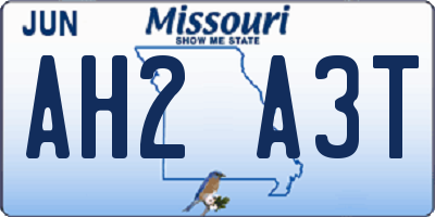 MO license plate AH2A3T