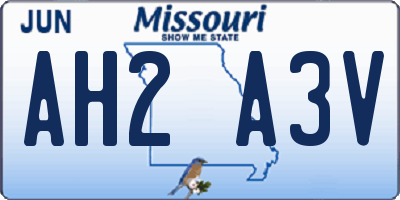 MO license plate AH2A3V