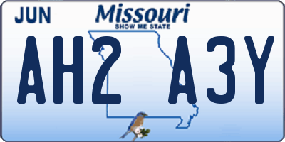 MO license plate AH2A3Y