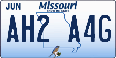 MO license plate AH2A4G