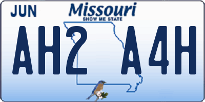 MO license plate AH2A4H