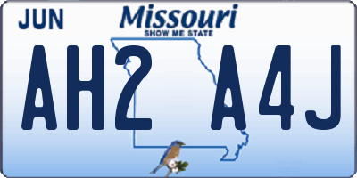 MO license plate AH2A4J