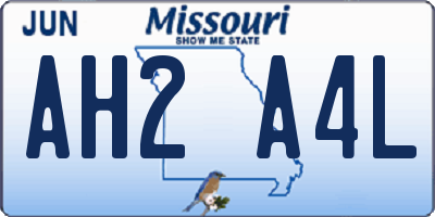 MO license plate AH2A4L