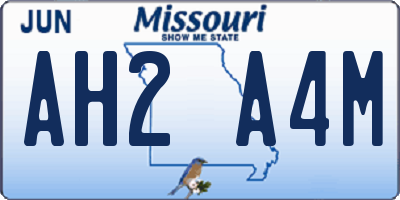 MO license plate AH2A4M