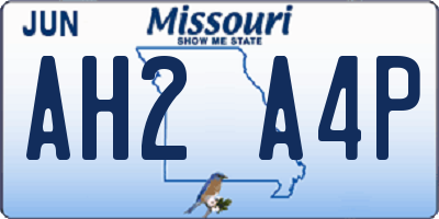 MO license plate AH2A4P