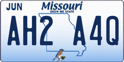 MO license plate AH2A4Q