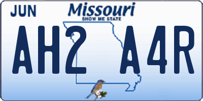 MO license plate AH2A4R