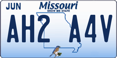 MO license plate AH2A4V