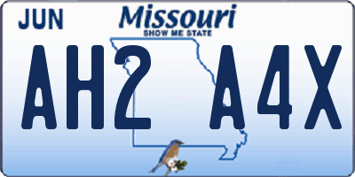 MO license plate AH2A4X