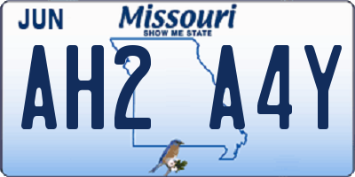 MO license plate AH2A4Y