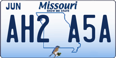 MO license plate AH2A5A