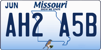 MO license plate AH2A5B