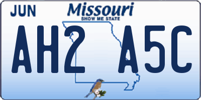 MO license plate AH2A5C