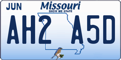 MO license plate AH2A5D