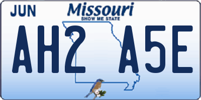 MO license plate AH2A5E