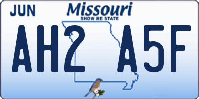 MO license plate AH2A5F