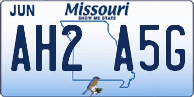 MO license plate AH2A5G