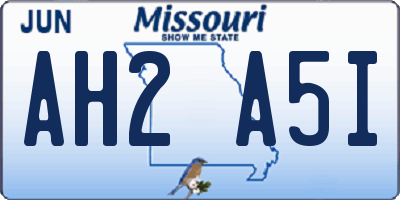 MO license plate AH2A5I