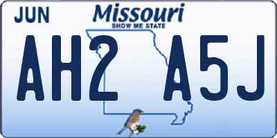 MO license plate AH2A5J