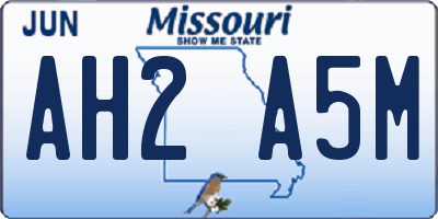 MO license plate AH2A5M