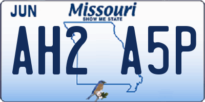 MO license plate AH2A5P