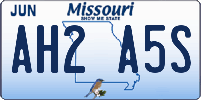 MO license plate AH2A5S