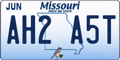 MO license plate AH2A5T