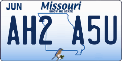 MO license plate AH2A5U