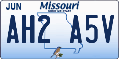 MO license plate AH2A5V