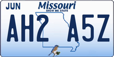 MO license plate AH2A5Z