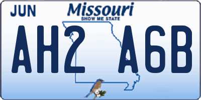 MO license plate AH2A6B