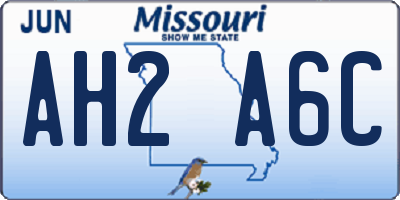 MO license plate AH2A6C