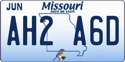 MO license plate AH2A6D