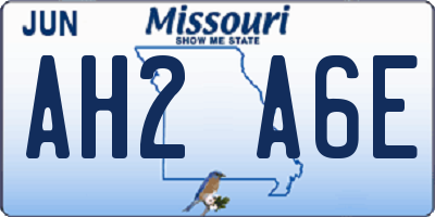 MO license plate AH2A6E