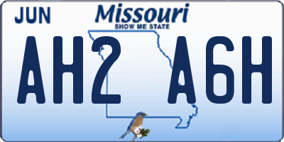 MO license plate AH2A6H