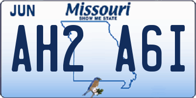 MO license plate AH2A6I