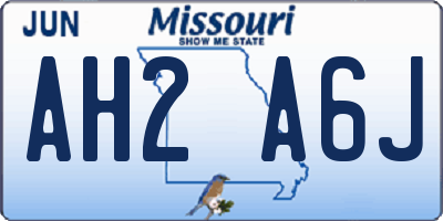 MO license plate AH2A6J