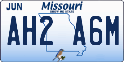 MO license plate AH2A6M