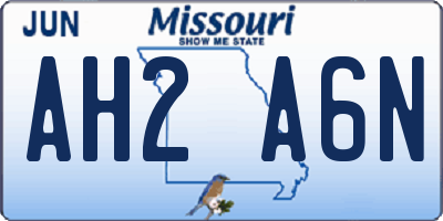 MO license plate AH2A6N