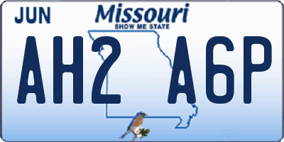 MO license plate AH2A6P