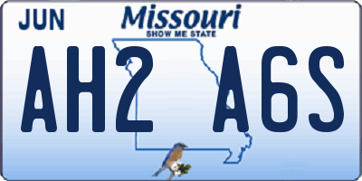 MO license plate AH2A6S