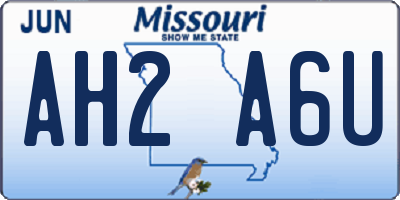 MO license plate AH2A6U