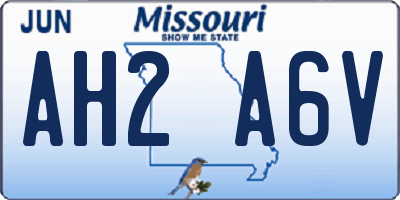 MO license plate AH2A6V