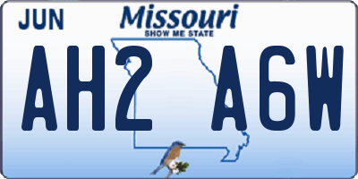 MO license plate AH2A6W