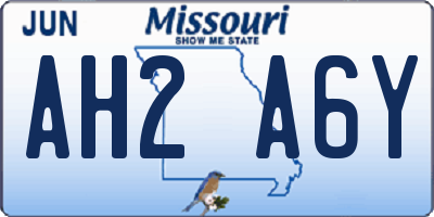 MO license plate AH2A6Y