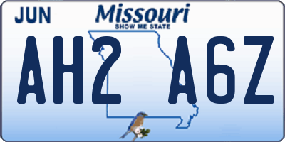 MO license plate AH2A6Z