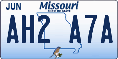 MO license plate AH2A7A