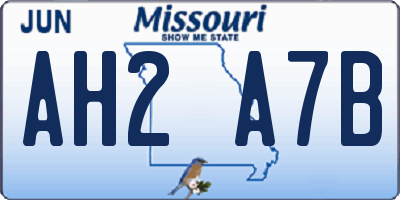 MO license plate AH2A7B