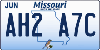 MO license plate AH2A7C