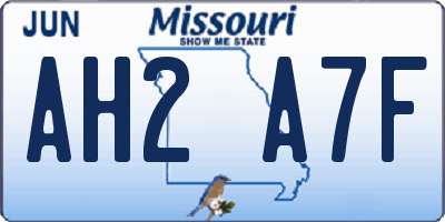 MO license plate AH2A7F